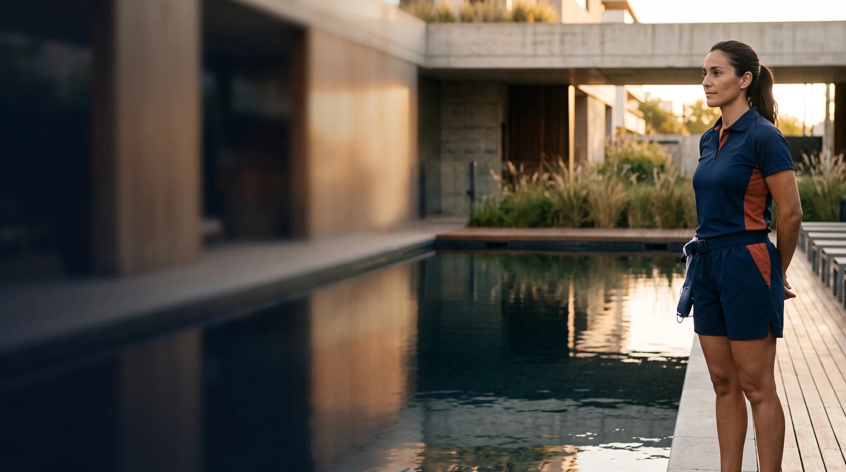 Guardavidas profesional de Gardiens De La Vie supervisando una piscina residencial